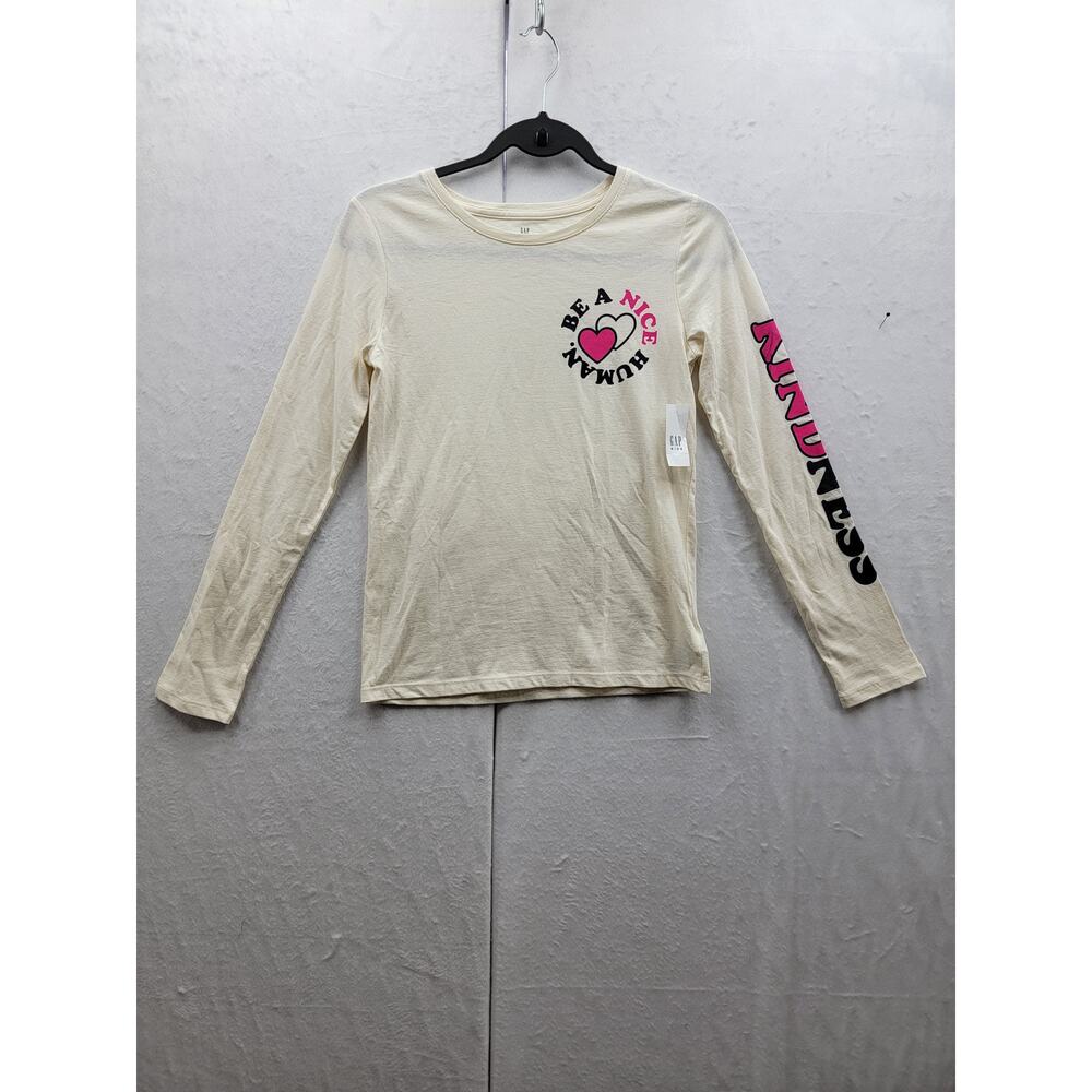 NWT Gap Girls Long Sleeve Tshirt with Kindness and Be Kind to Humans, Sz 14-16